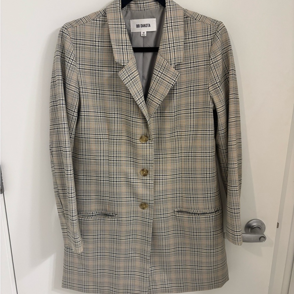 BB Dakota Women's Checkered Blazer - Beige and Black